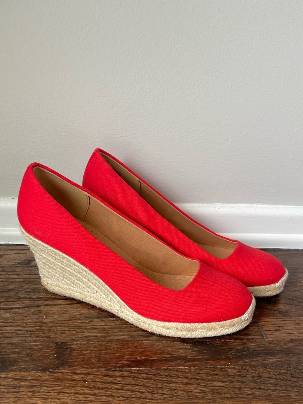 J. Crew Red Canvas Espadrille Wedges